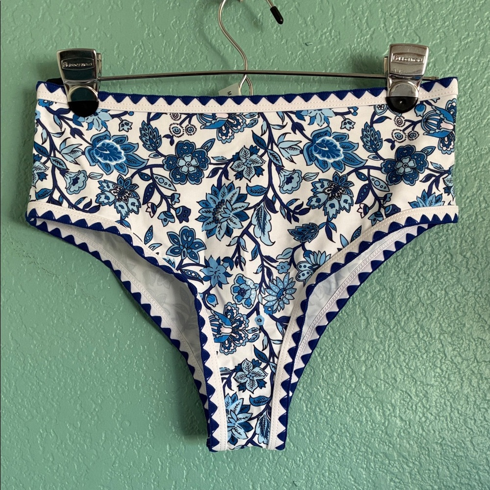 Blue Floral High-Waist Bikini